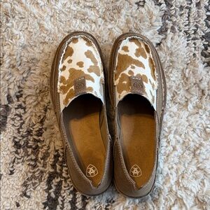 Ariat Cow Brown and White Slip On Shoes